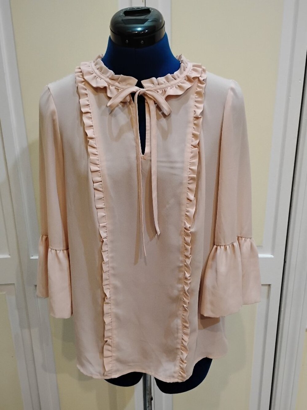 Karl Lagerfeld Tie Front Ruffle Blouse